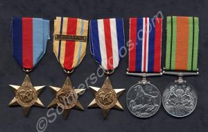 Group of five medals; 1939-1945 Star, Africa Star,