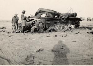 "The remains of a German tank knocked out and then