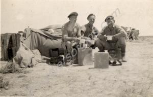 "Tea in the desert! Self, Jack and Pete. Looks a p