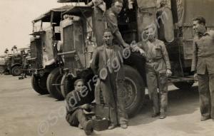 Soldiers with trucks, possibly Royal Gloucestershi