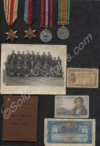 Medals with ribbons and associated documentation a