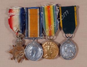 Group of four medals; 1914-15 Star, British War Me