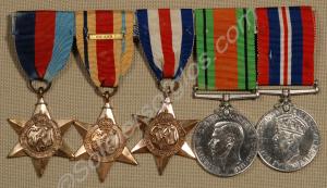 Group of five medals; 1939-1945 Star, Africa Star