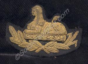 Officer's embroidered field service cap badge. Glo