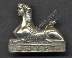 White metal sphinx badge. Gloucestershire Regiment