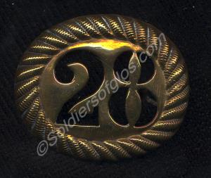 Back badge, worn by other ranks, with '28' stencil