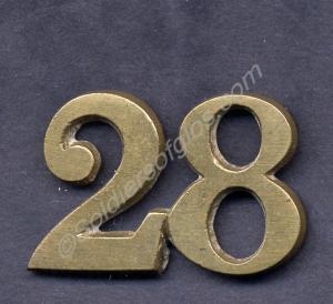 Numerals  '28' in brass for Kilmarnock bonnet, als