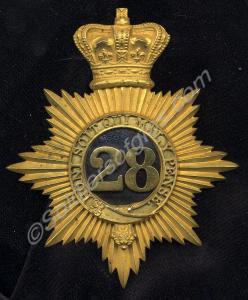 Gilt shako plate, as worn by officers in the 28th