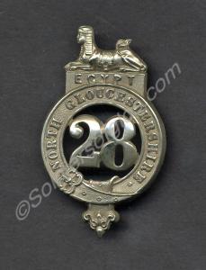 Small white metal Glengarry cap badge.  28th (Nort