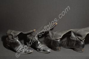 Two pairs of officer's mess Wellington boots, boxe