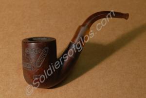 Pipe with horn stem and carved wooden bowl. Glouce
