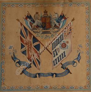 Amateur coloured print of the 1st Battalion Glouce
