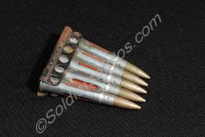 Two clips of five brass dummy cartridges. .303 Pra