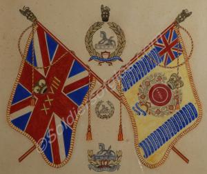 Watercolour of the Regimental Colours of the Glouc