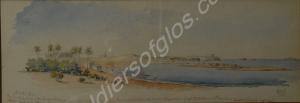 Framed watercolour of Aboukir Bay, where the 28th