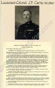 Photograph of Colonel Carne, with text from the Lo