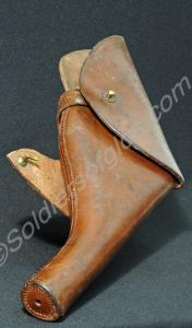 Officer's brown leather revolver holster and ammun