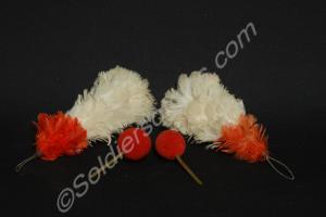 Two white-over-red feather plumes for officer's sh