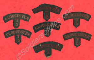 Red worsted on green cloth shoulder titles. 5th (T