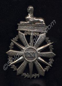 Silver shako plate, as worn by the 61st (South Glo