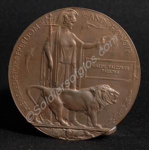 Bronze memorial plaque to Second Lieutenant Hardy