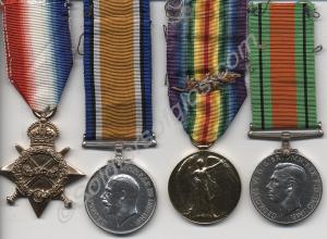 Group of four medals; 1914-1915 Star, British War