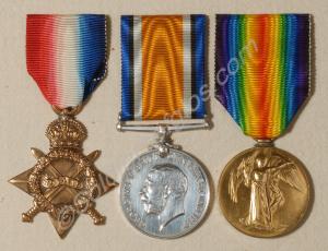Group of three medals:  1914-1915 Star, 1914-1918