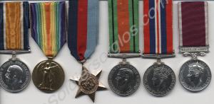 Group of six medals; 1914-1918 British War Medal,