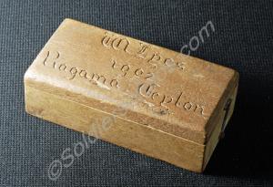 Engraved wooden box for Queen's South Africa Medal