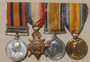 Group of four medals; Queen's South Africa Medal w