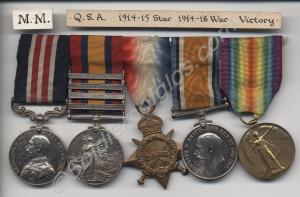 Group of five medals; Military Medal, Queen's Sout