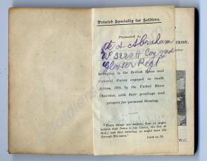 New Testament belonging to 3220 Private Albert Jam