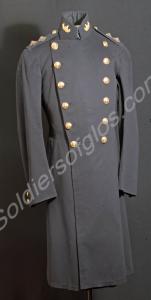 Blue frock coat. Worn by Major A.H. Giles. Glouces
