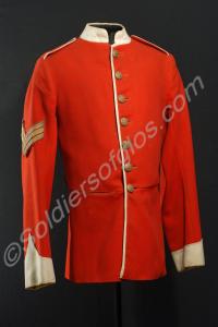 Scarlet tunic with white facings and Sergeant's st
