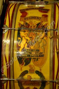 Bass drum, with a yellow background and painted de