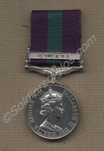 General Service Medal with clasp for Cyprus. Award