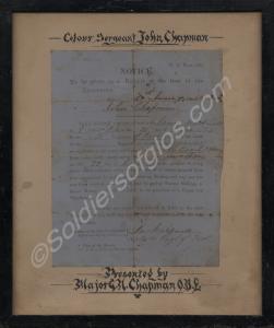Framed attestation document of (Colour Sergeant) J