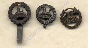 Three different pattern officers' bronze back badg