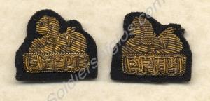 Two embroidered Back Badges, for Gloucestershire R
