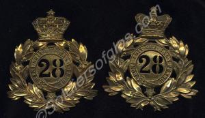 Two shako plates, as worn by the 28th North Glouce