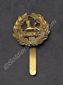 Brass back badge. Gloucestershire Regiment. 1881-1