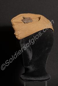 Khaki side cap. Worn by Lieutenant-Colonel R.M. Gr
