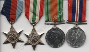 Group of four medals; 1939-1945 Star, Italy Star,