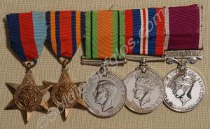 Group of five medals; 1939-1945 Star, Burma Star,