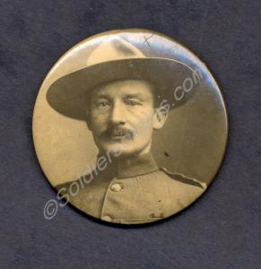 Circular badge depicting Col. Baden Powell. 1899-1