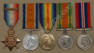 Group of five medals; 1914 Star, British War Medal