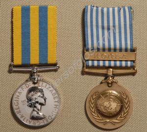 Group of two medals; Korea Medal and U.N. Medal wi