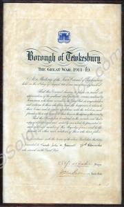 Framed document from the Corporation of the Boroug