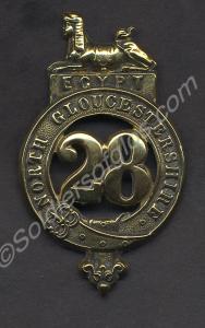 Small type Glengarry cap badge. 28th North Glouces