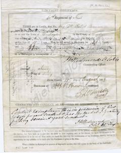 Certificate of Discharge. 1609 Private Robert Brow